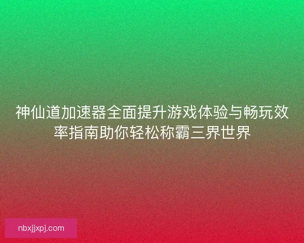 神仙道加速器全面提升游戏体验与畅玩效率指南助你轻松称霸三界世界
