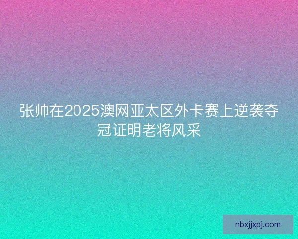 张帅在2025澳网亚太区外卡赛上逆袭夺冠证明老将风采
